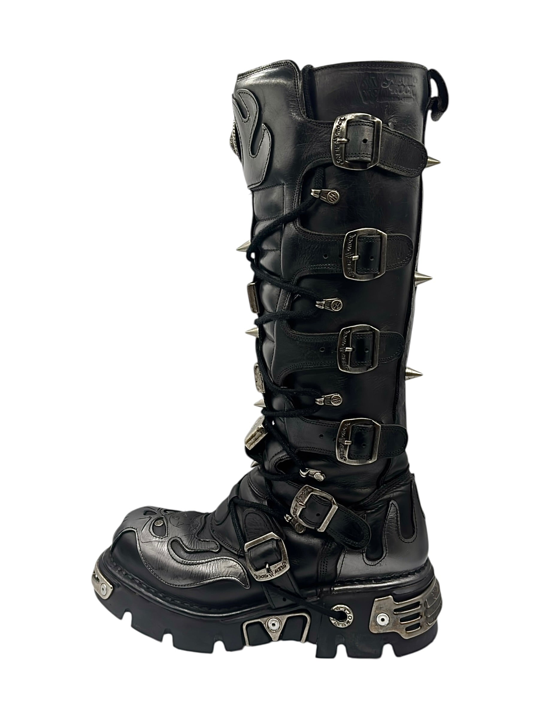 Vintage New Rock knee high reactor leather boots size 42