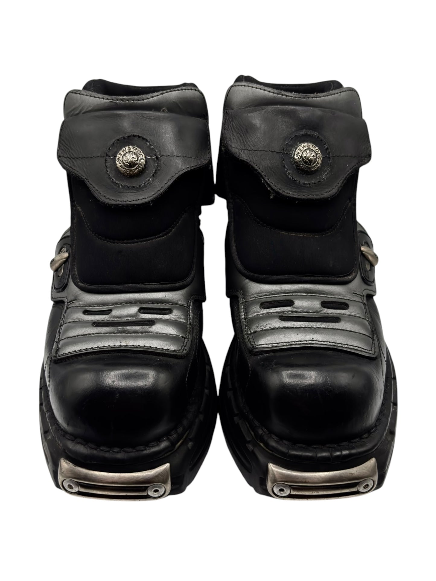 Vintage New Rock atom black leather platform boots