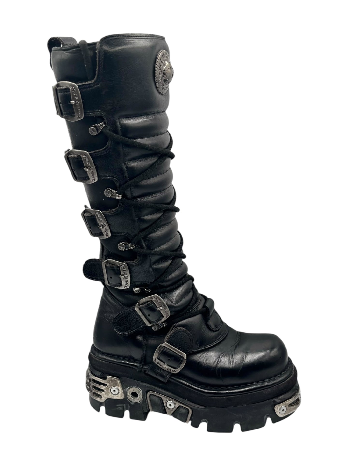 Vintage New Rock knee high reactor leather boots size 36