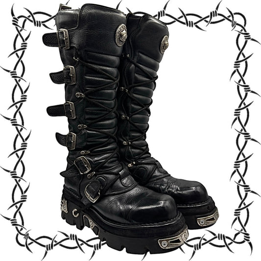 Vintage New Rock knee high reactor leather boots