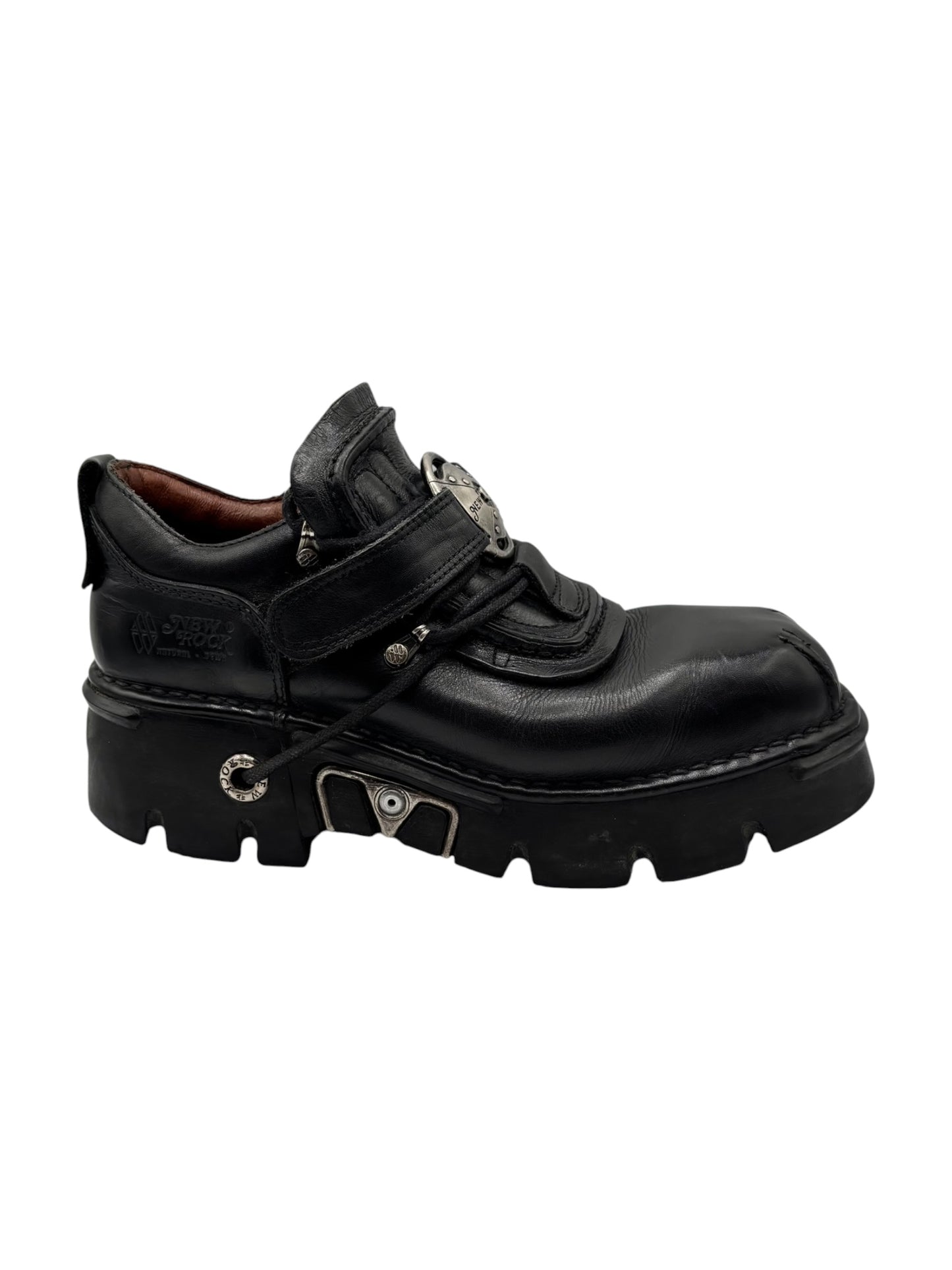 Vintage New Rock atom black leather platform boots