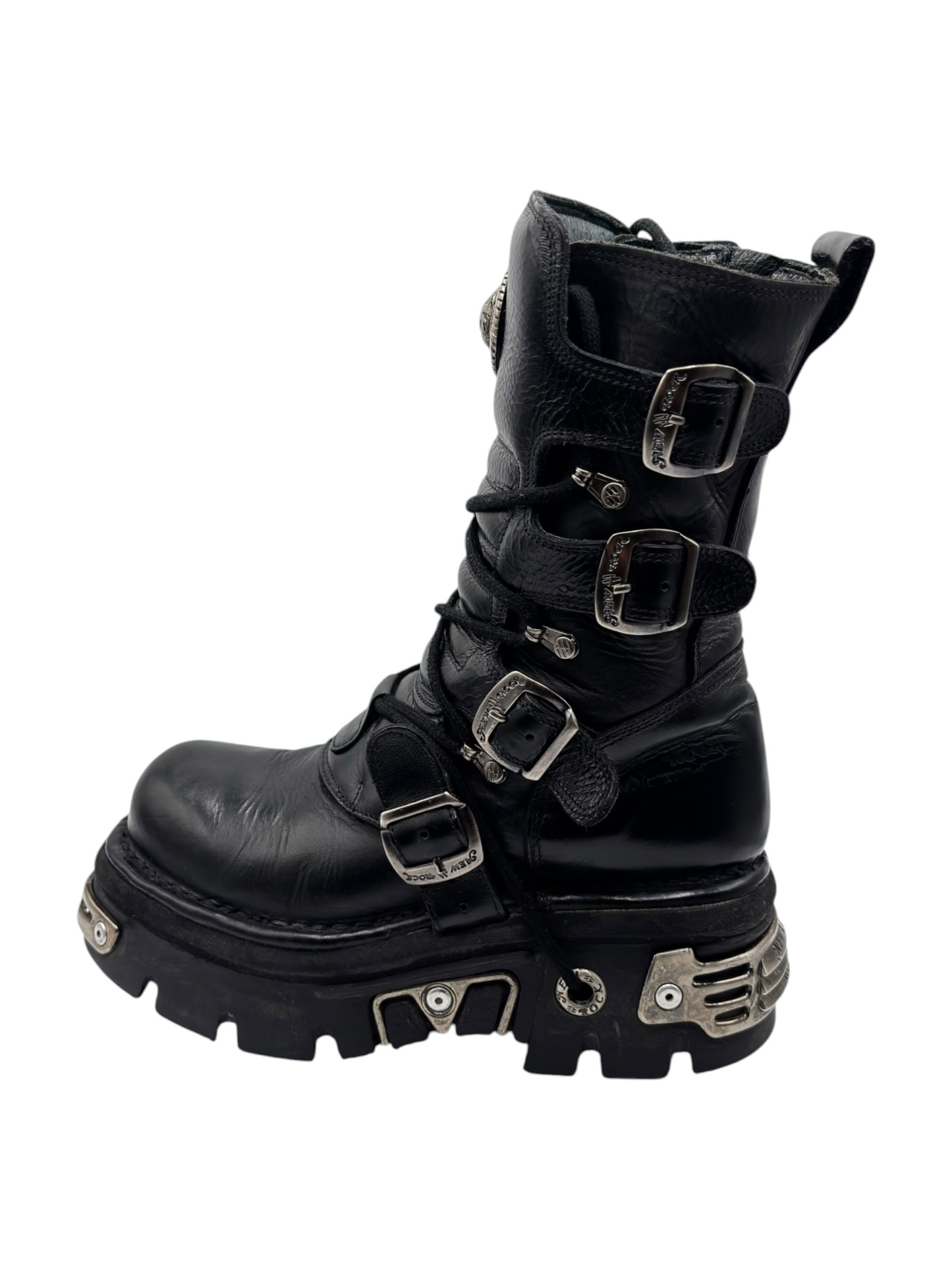 Vintage New Rock reactor mid-calf leather boots