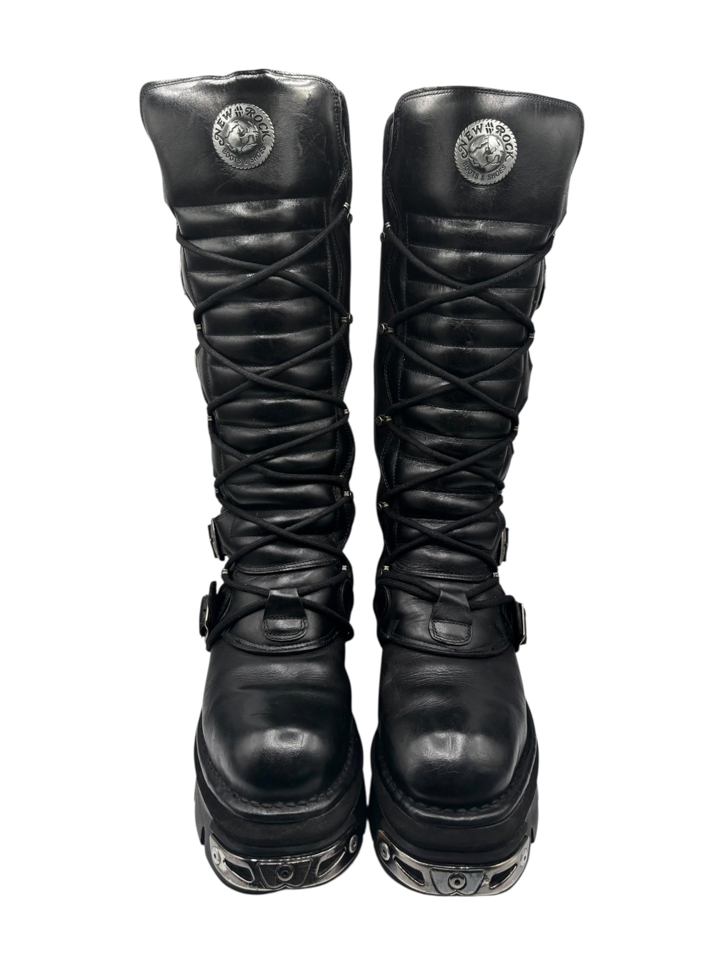 Vintage New Rock knee high reactor leather boots size 42