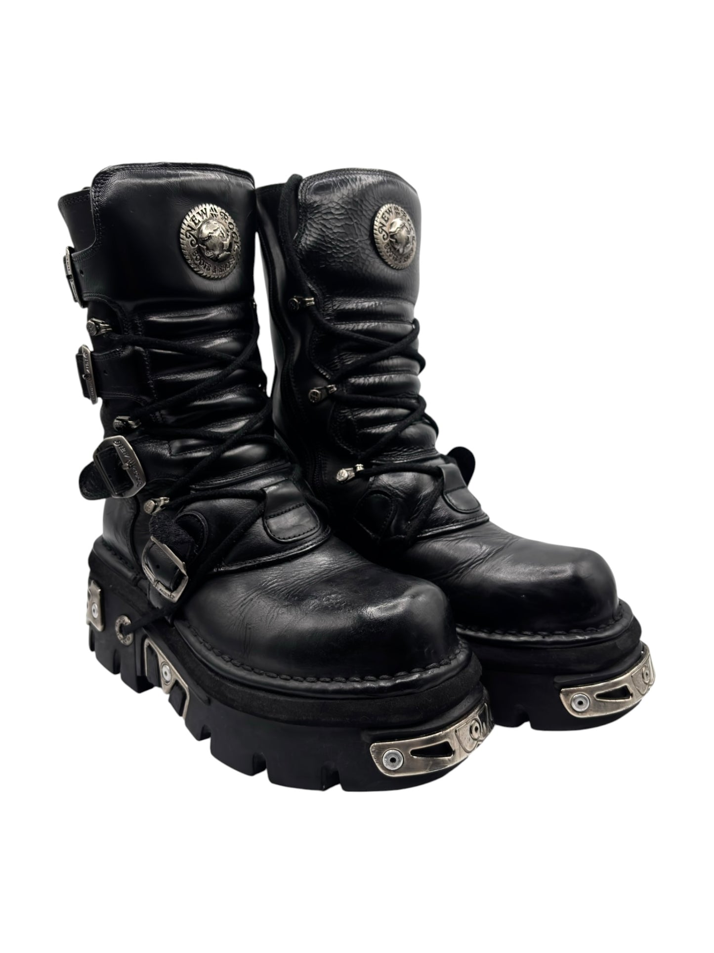 Vintage New Rock reactor mid-calf leather boots