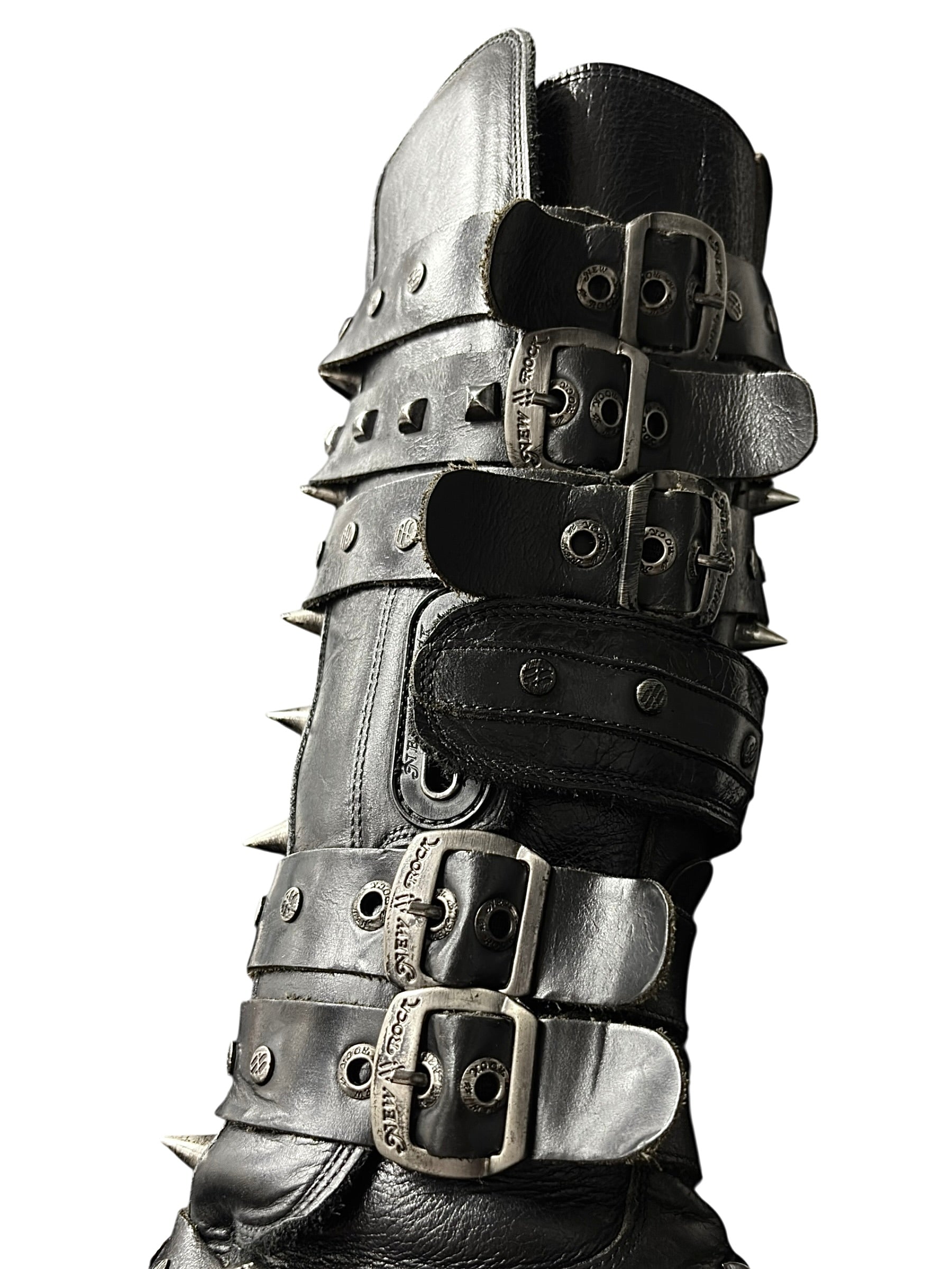 Super rare, vintage New Rock studded double neptuno knee high platform boots size 40