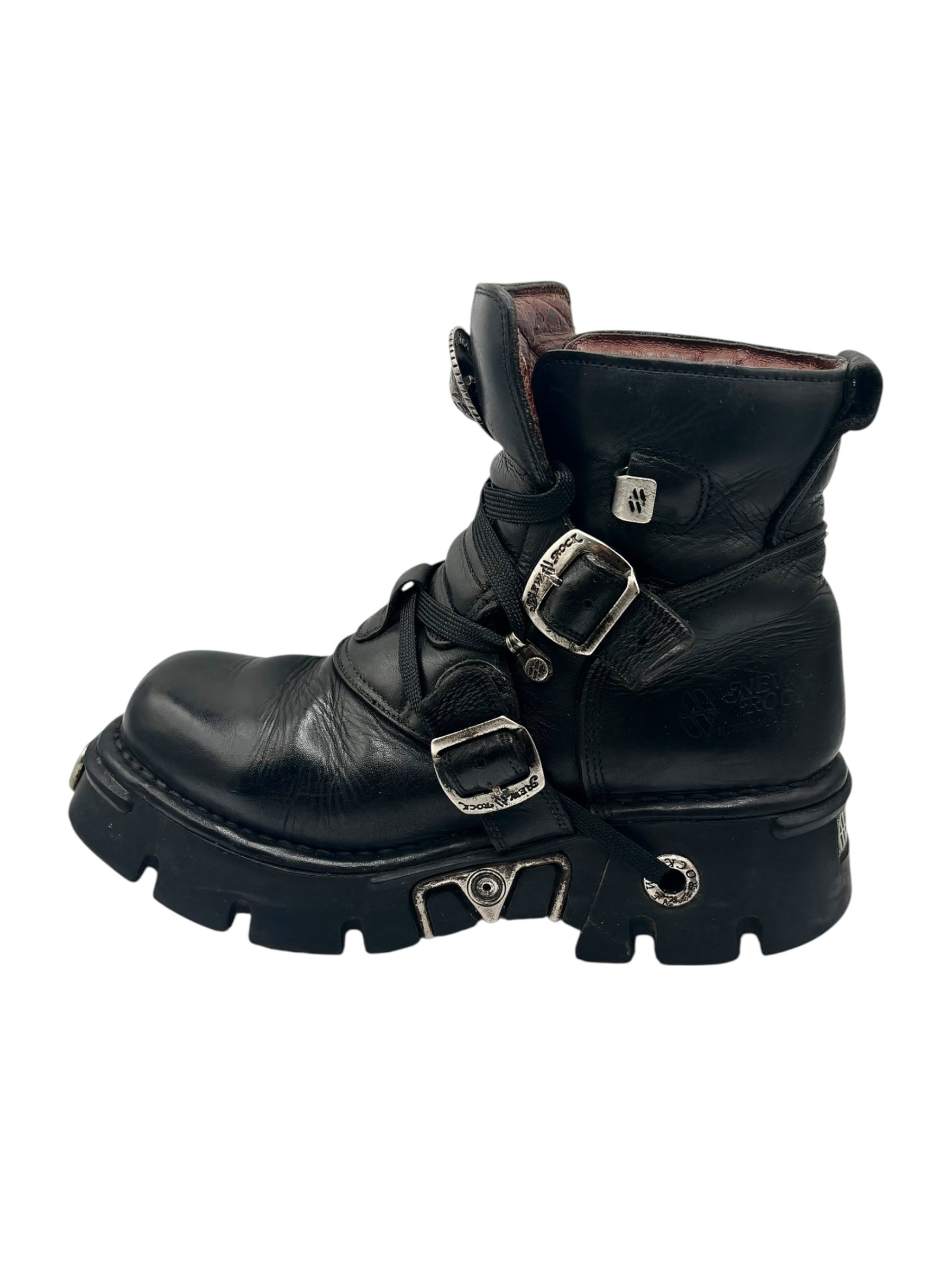 Vintage New Rock leather buckle boots size 41
