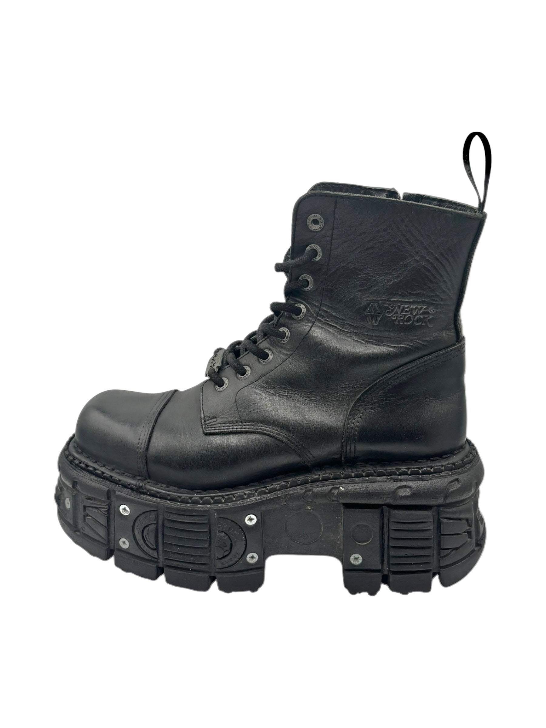 Vintage New Rock techno leather platform boots size 42