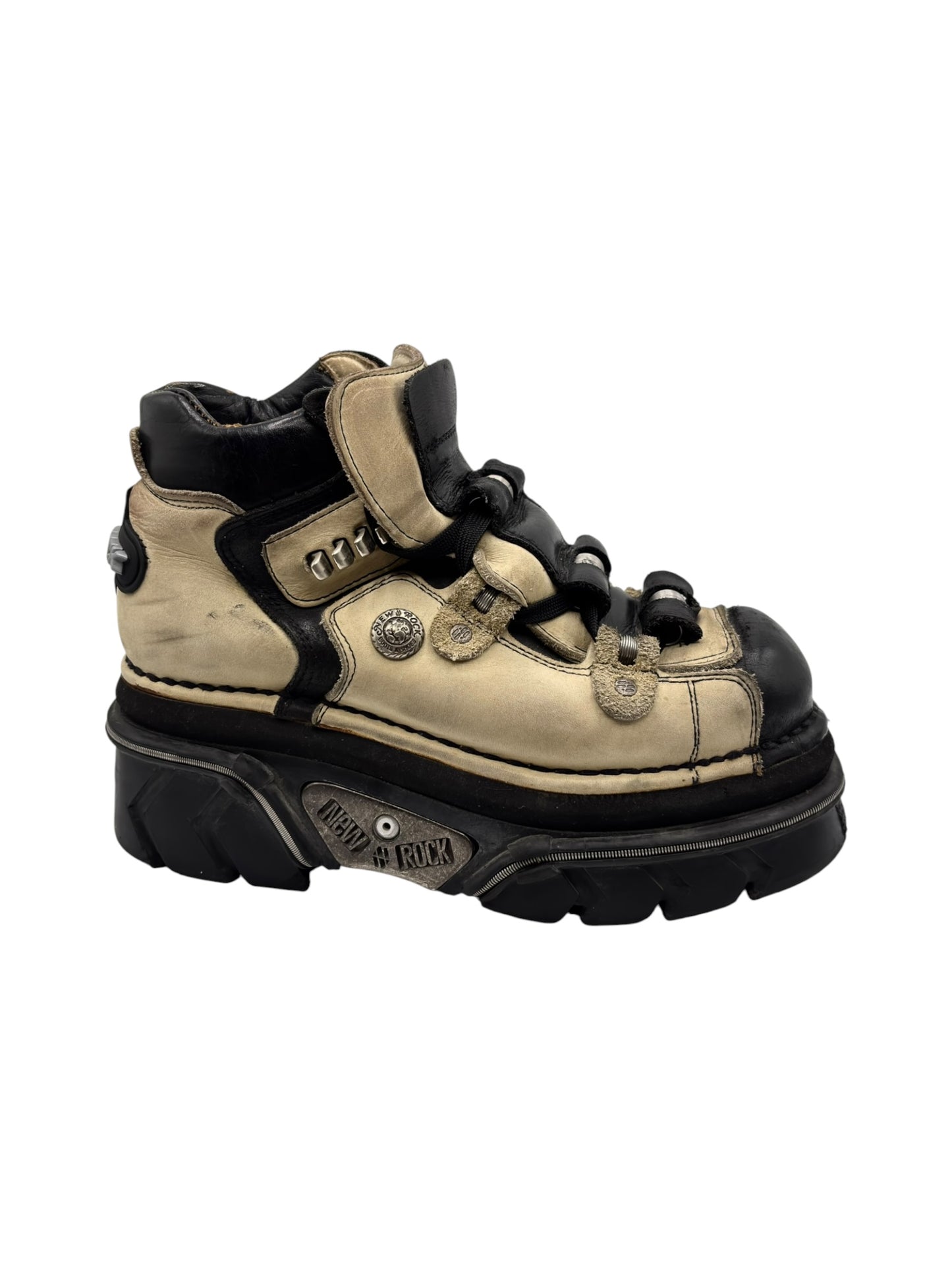 Vintage New Rock beige platform boots