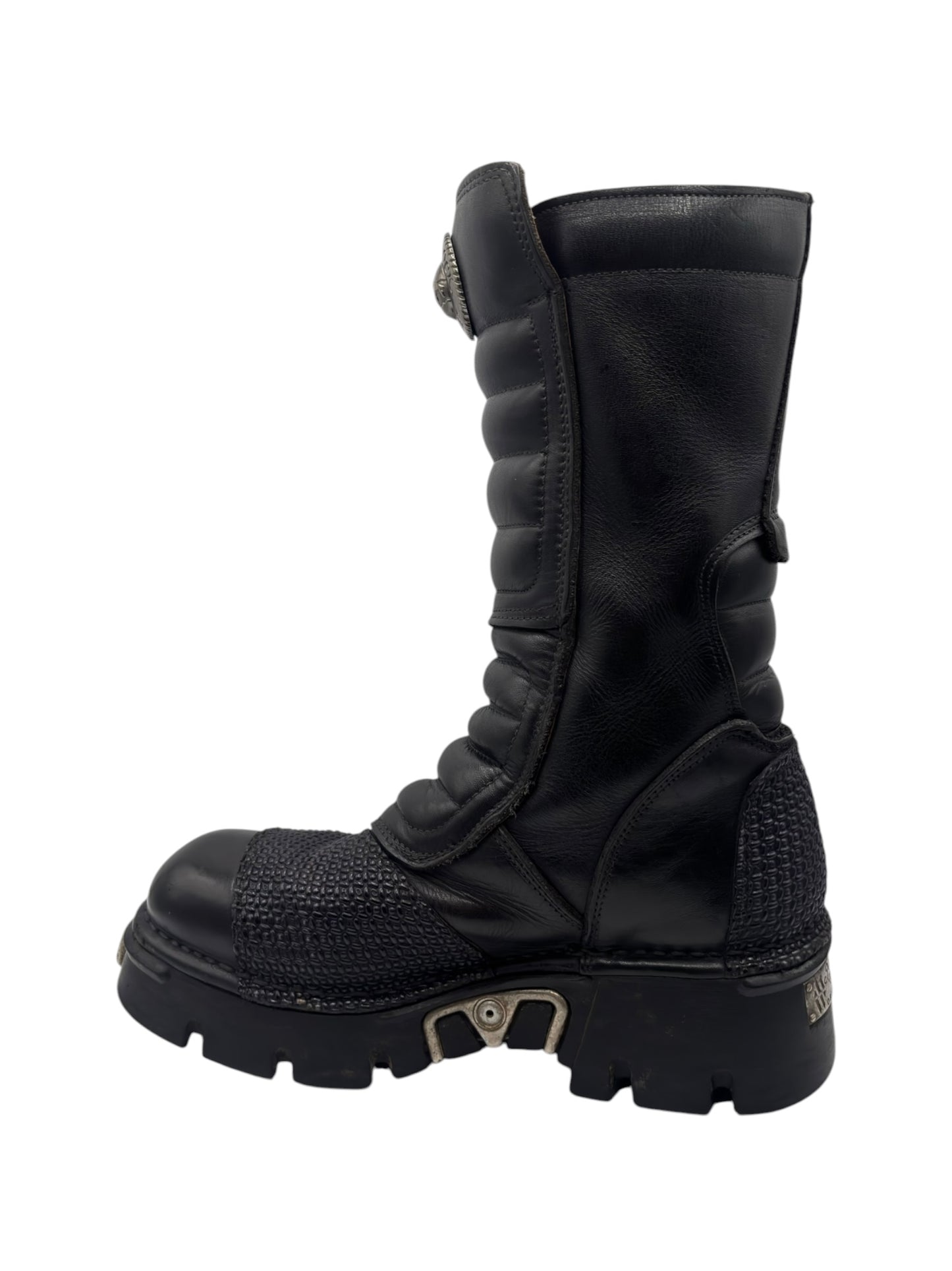 Vintage New Rock knee high velcro leather platform boots