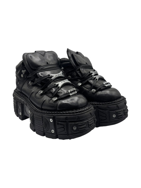 New Rock tank platform boots, black lace-up with chunky platform sole