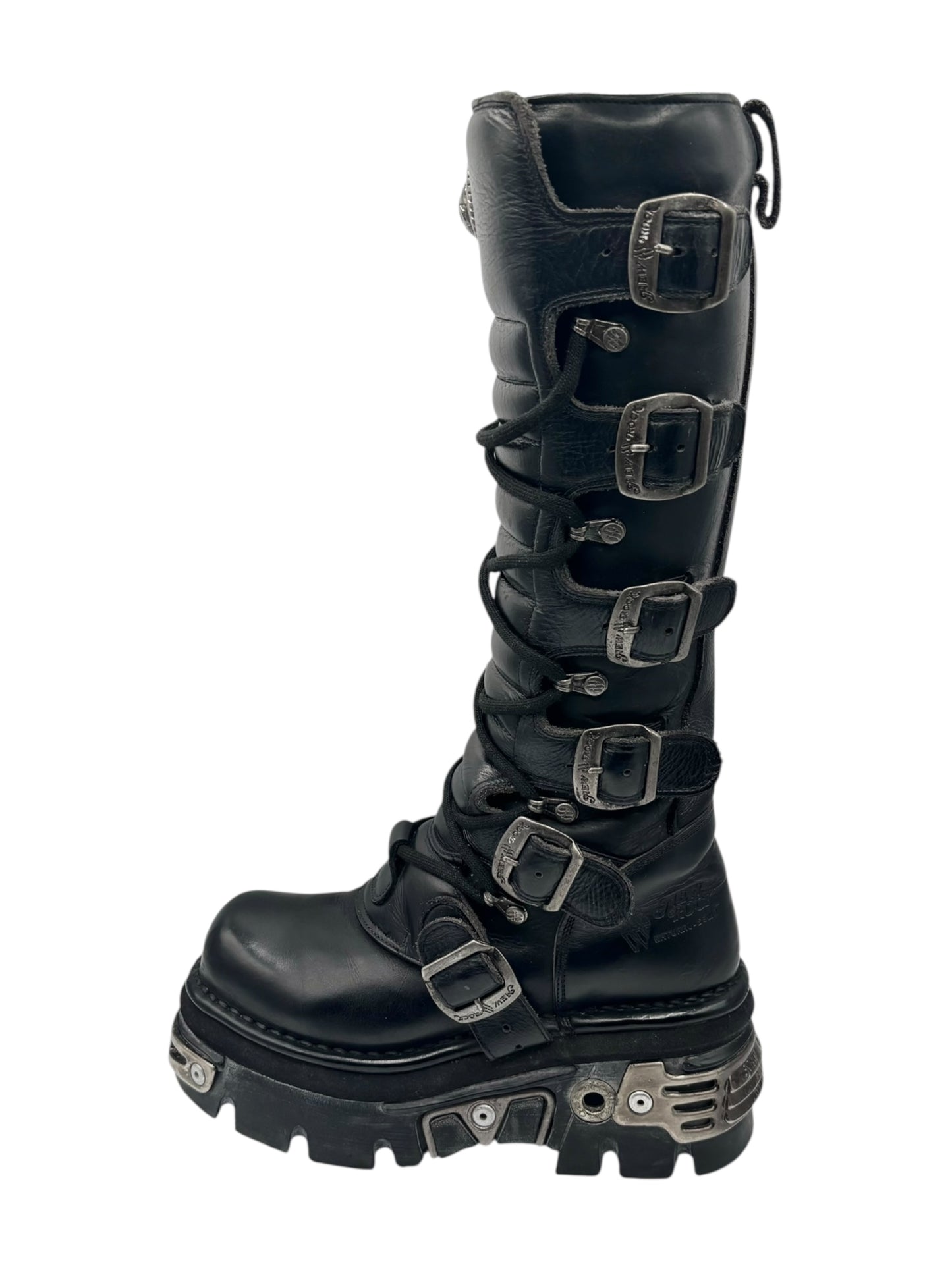 Vintage New Rock knee high reactor leather boots size 36