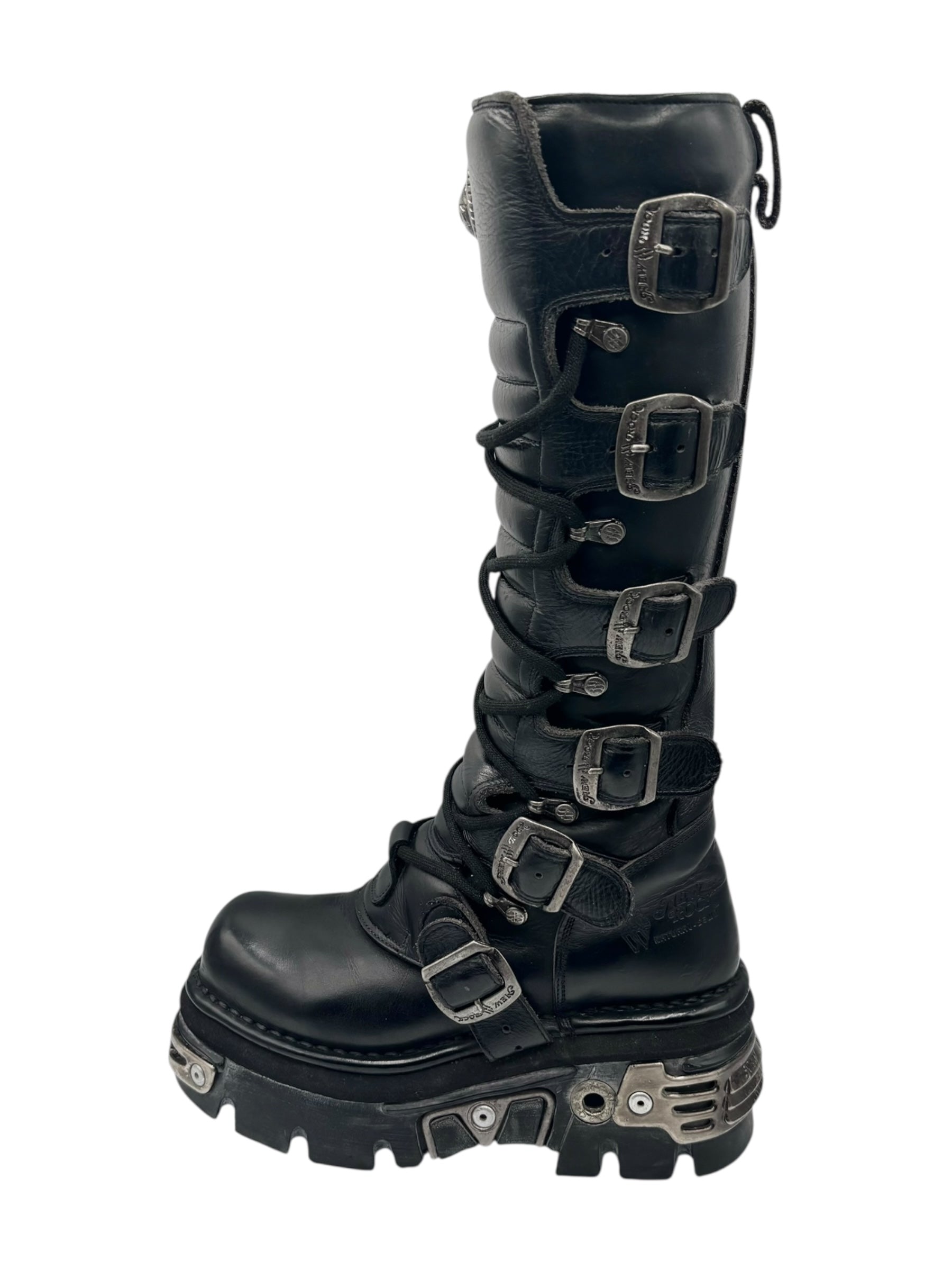 Vintage New Rock knee high reactor leather boots size 36