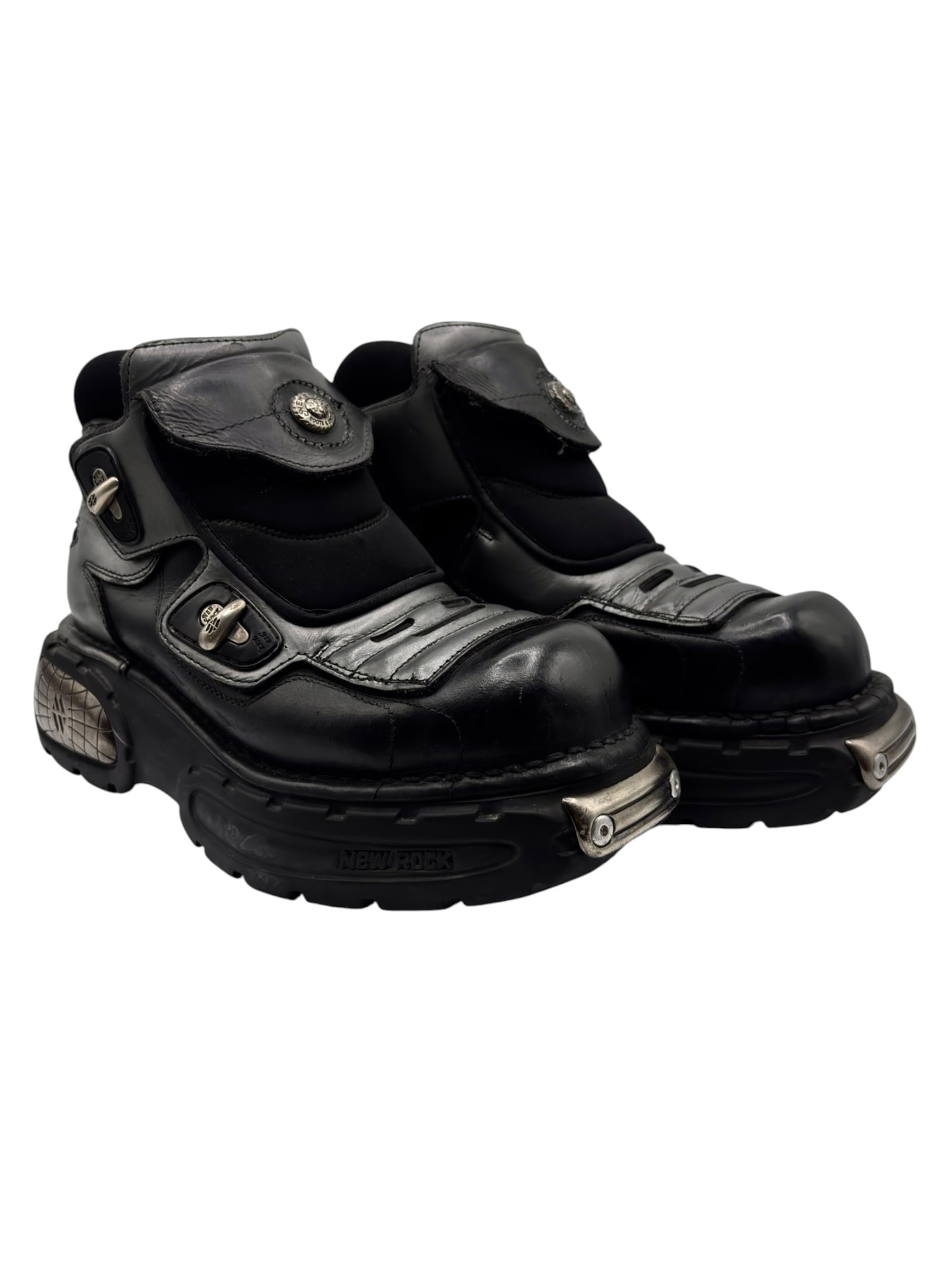 Vintage New Rock atom black leather platform boots