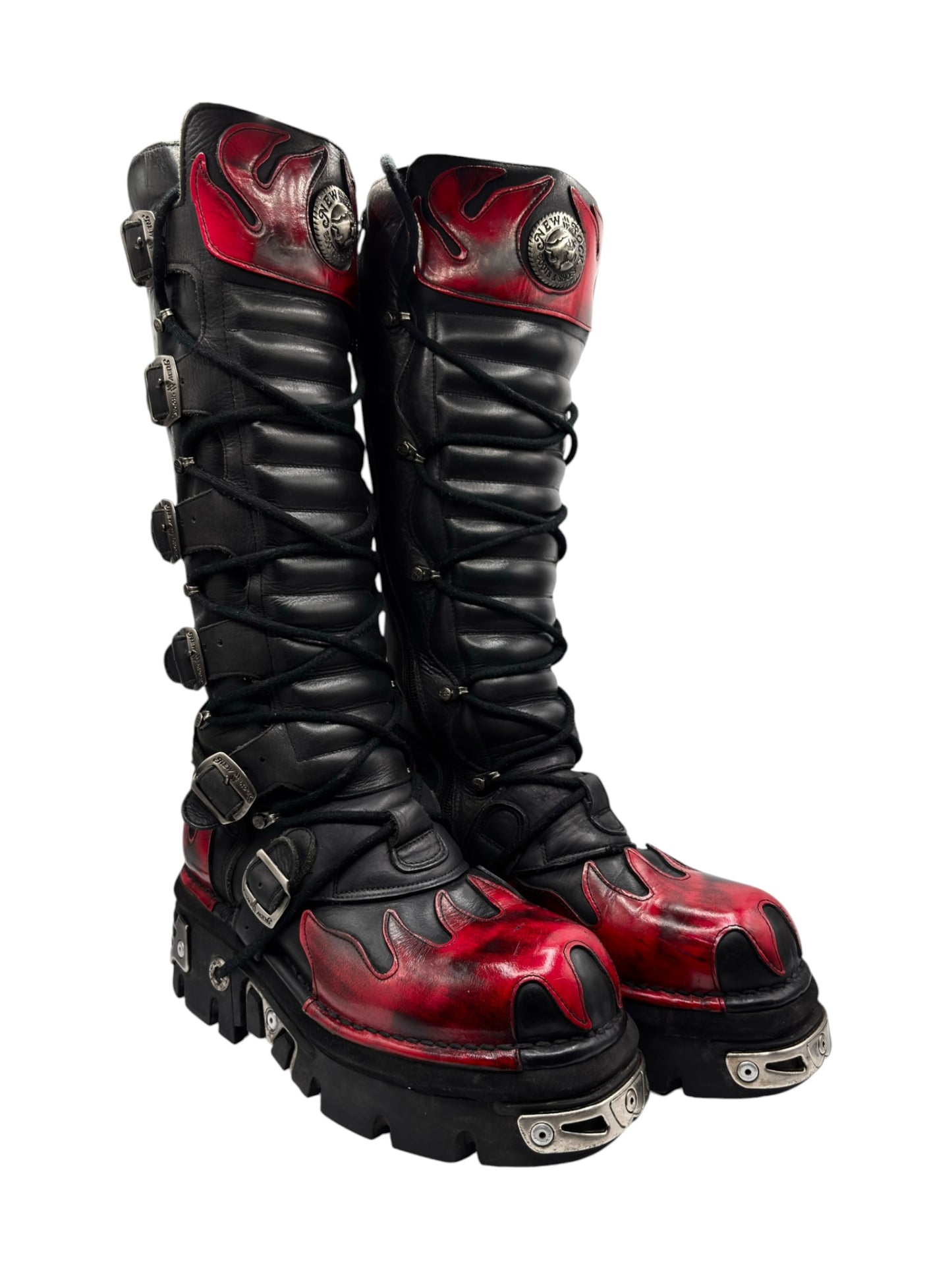 Vintage New Rock knee high ruby reactor leather boots