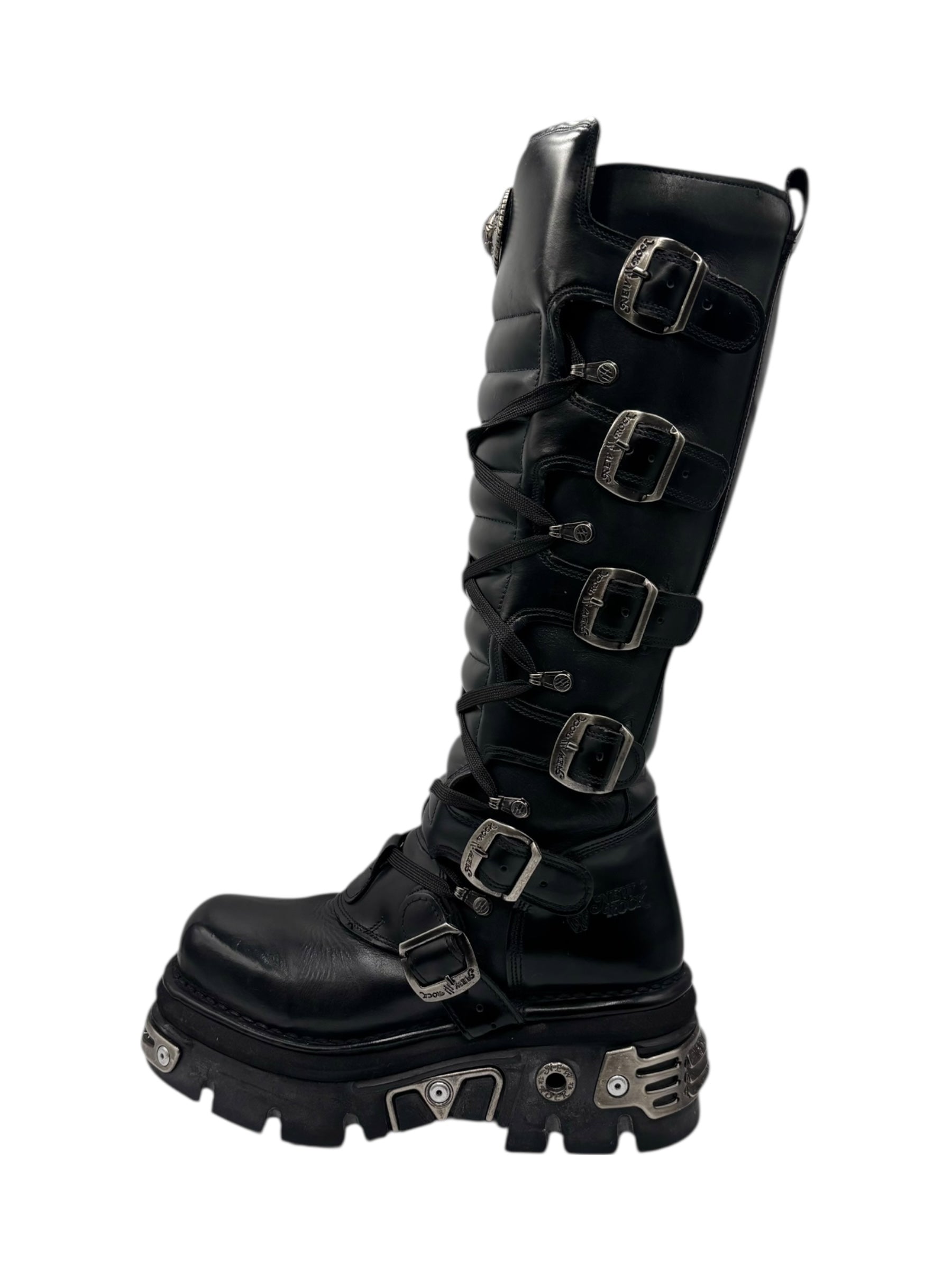 Vintage New Rock knee high reactor leather boots size 39