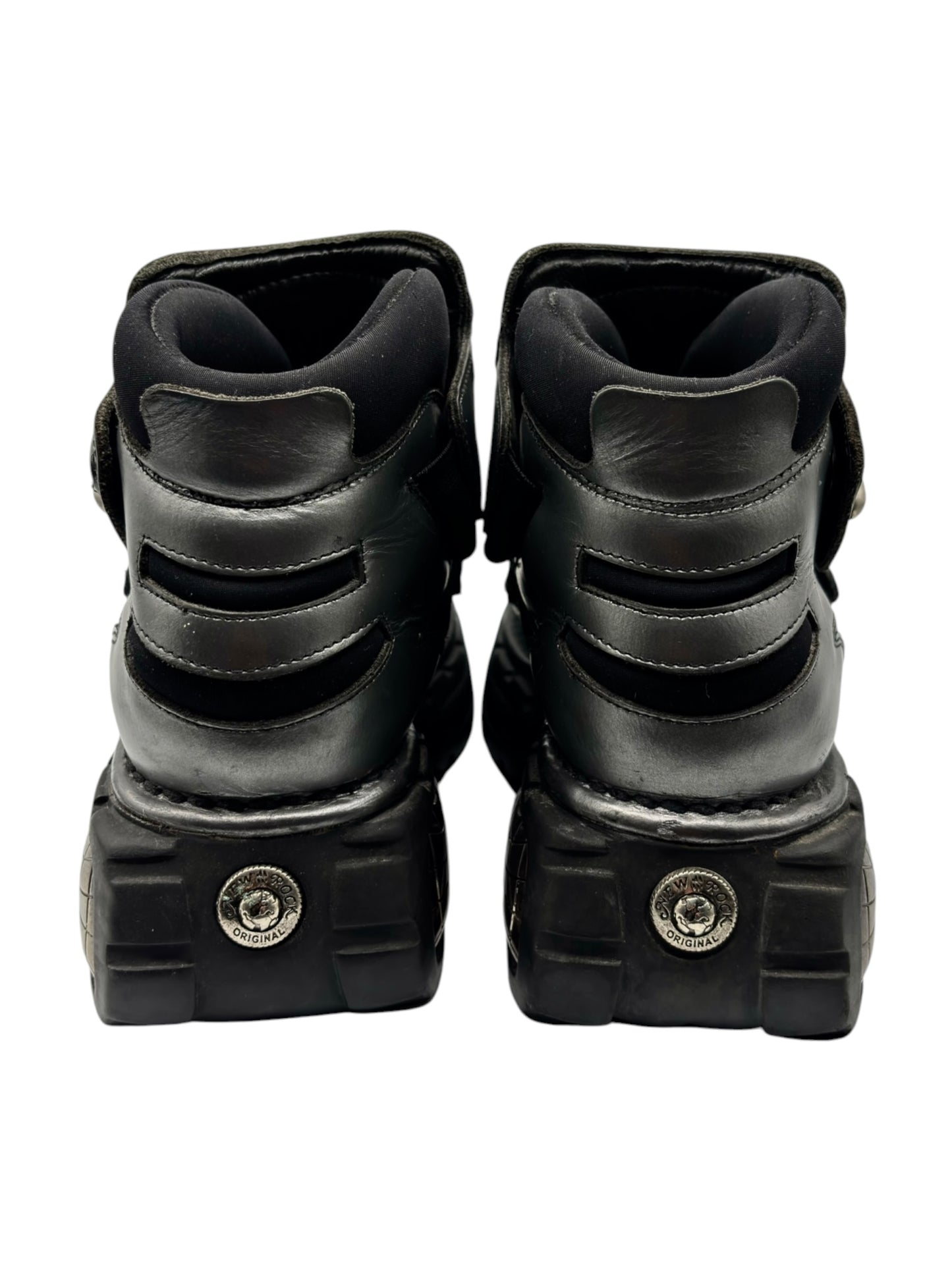 Vintage New Rock atom black leather platform boots