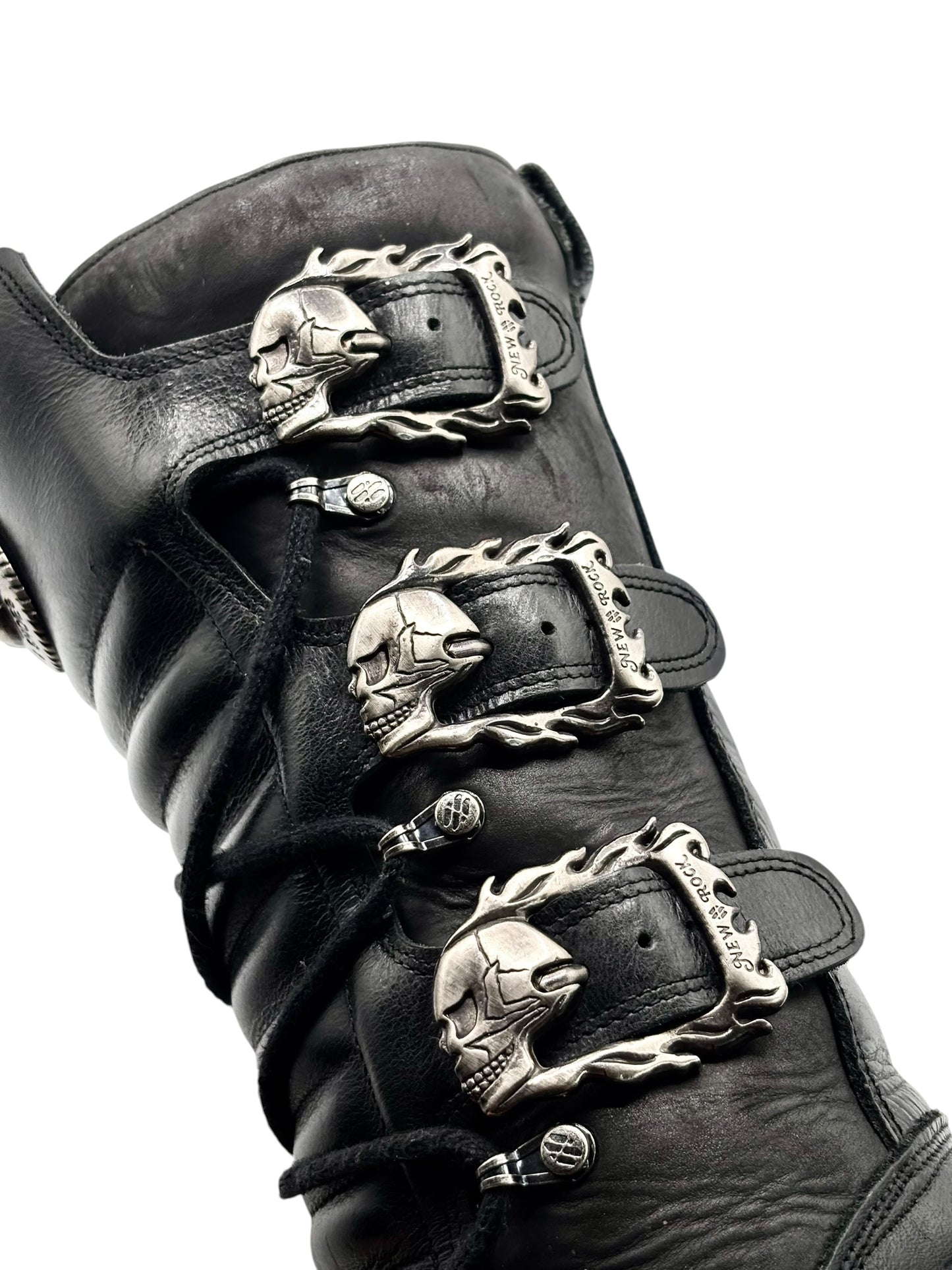 Vintage New Rock knee high cross reactor leather boots