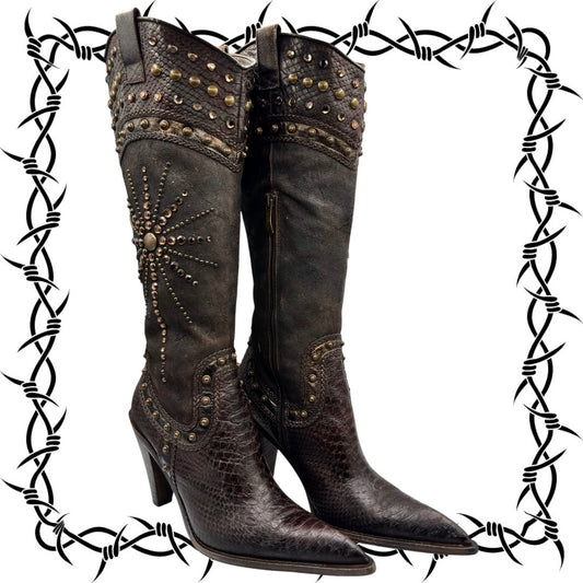 Beautiful vintage El Dantes knee high pointy gem boots