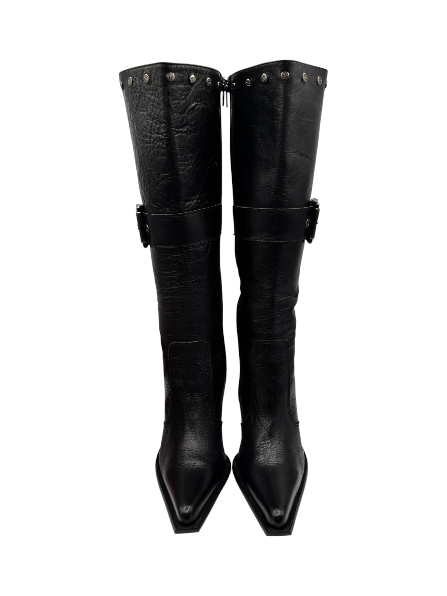 Vintage New Rock knee high leather heels