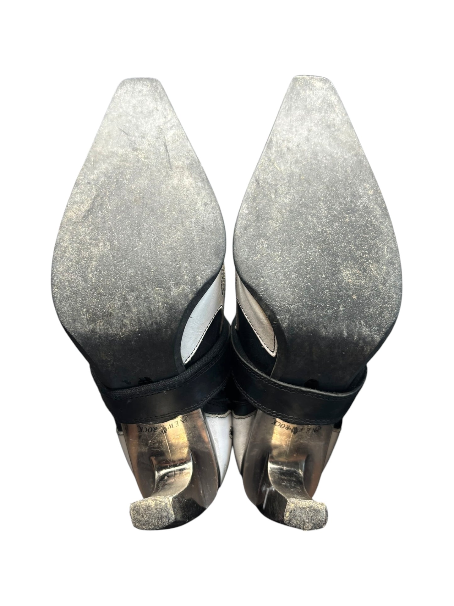 Vintage New Rock white flame pointy biker heels size 36