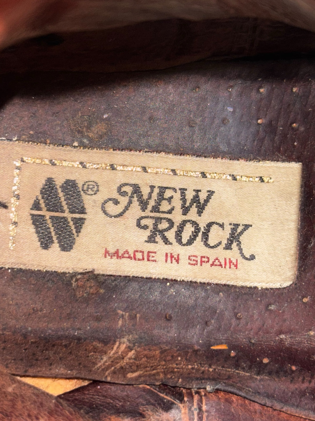 Purple and black platform boots, New Rock label on inside tongue