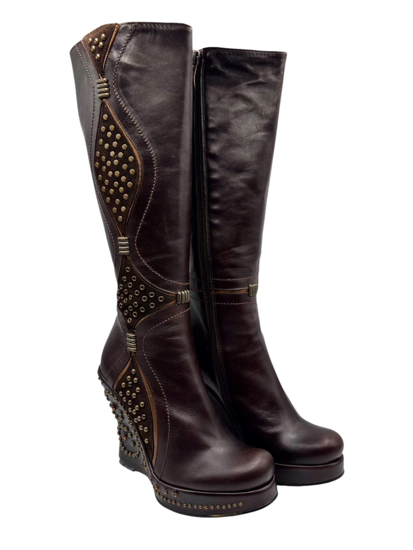 Beautiful vintage El Dantes knee high wedge boots