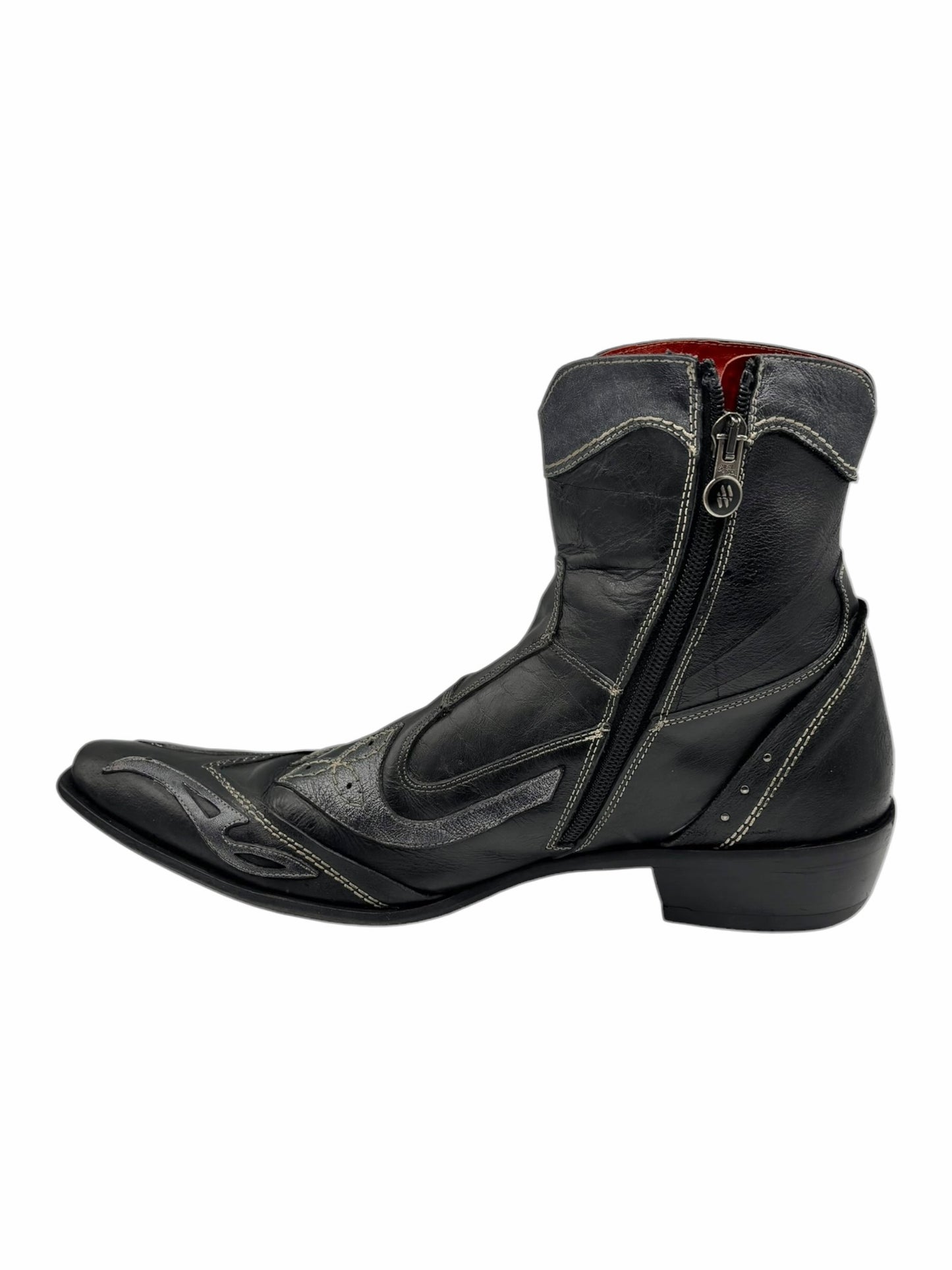 Vintage New Rock black leather cowboy boots size 43