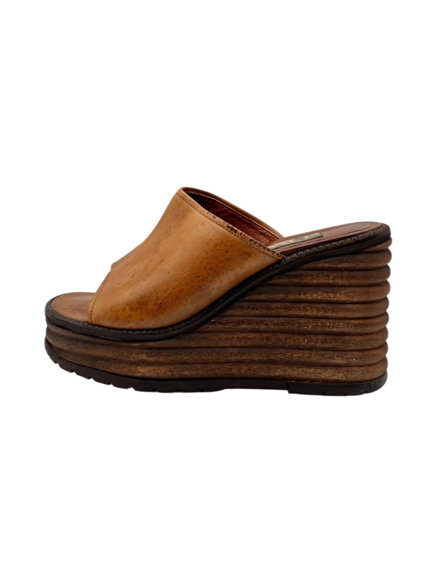 Vintage El Dantes brown block platform sandals size 36
