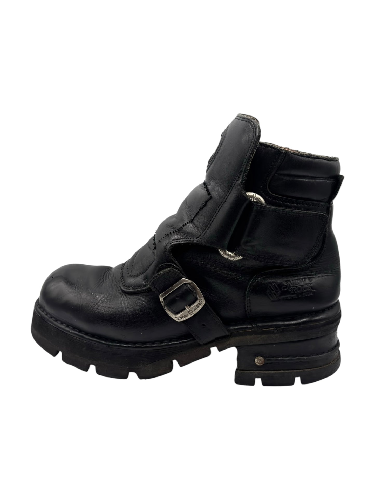 Vintage New Rock raised heel leather boots size 45