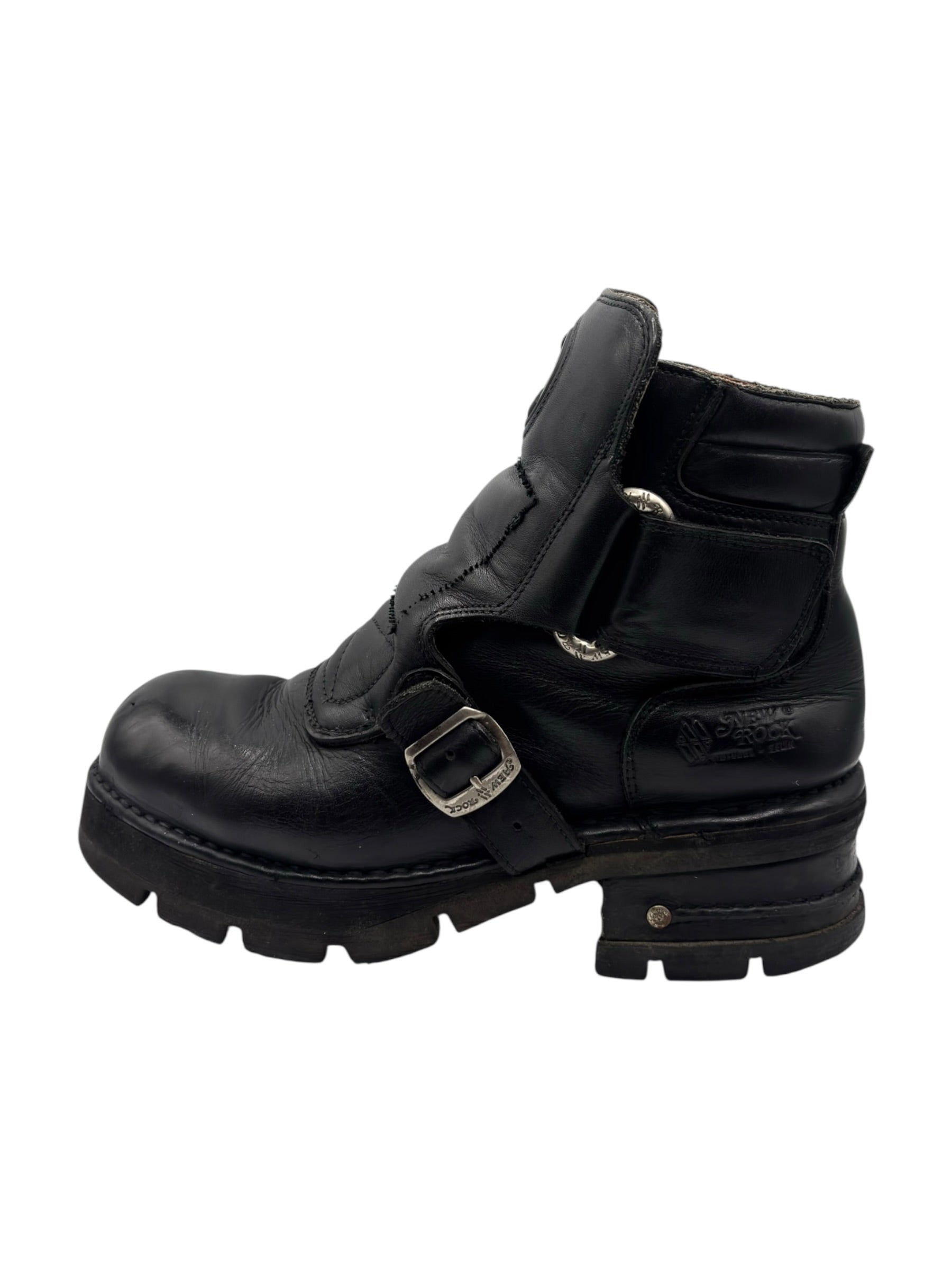 Vintage New Rock raised heel leather boots size 45