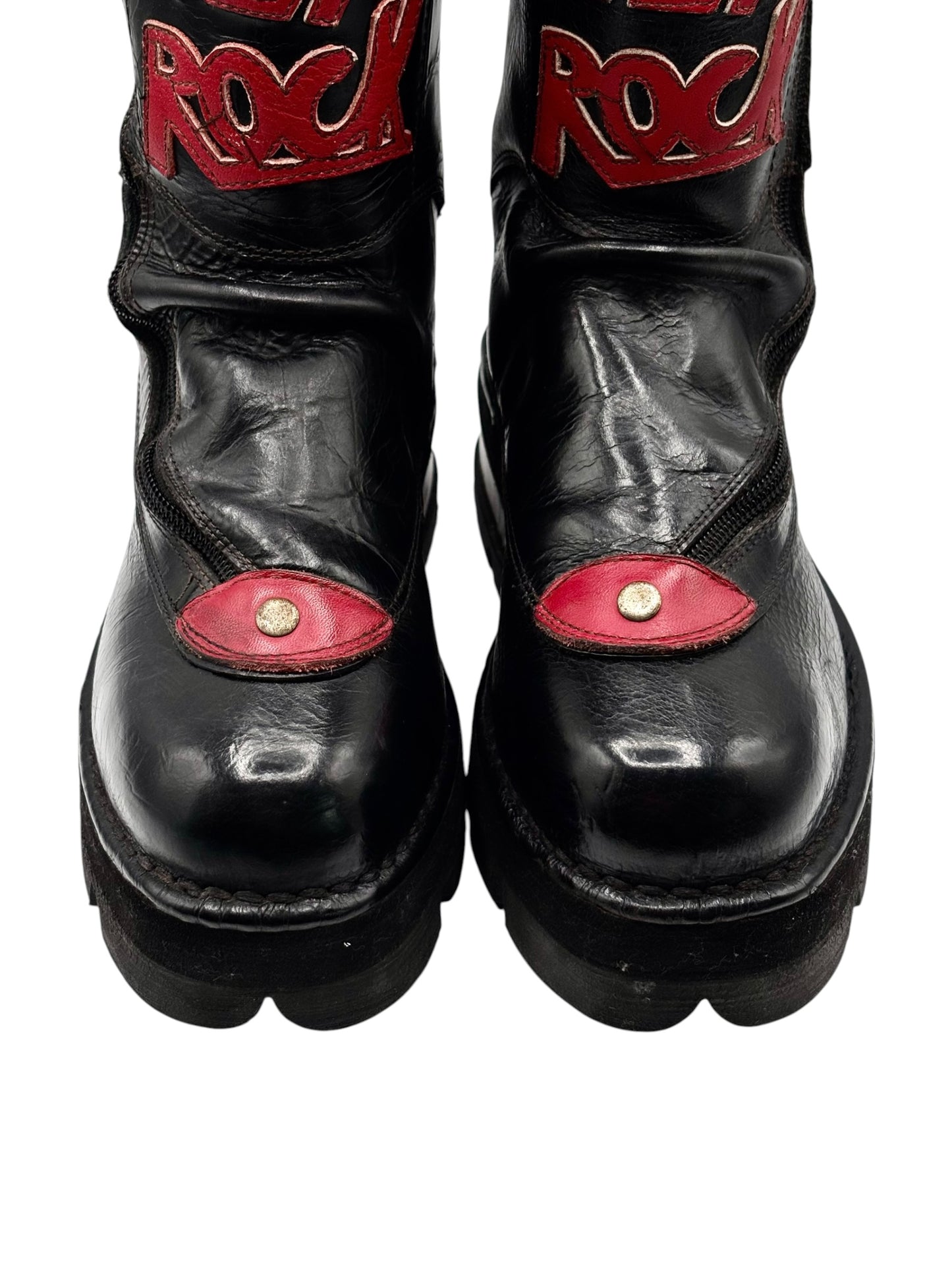 Vintage New Rock raised-heel mid-calf leather boots