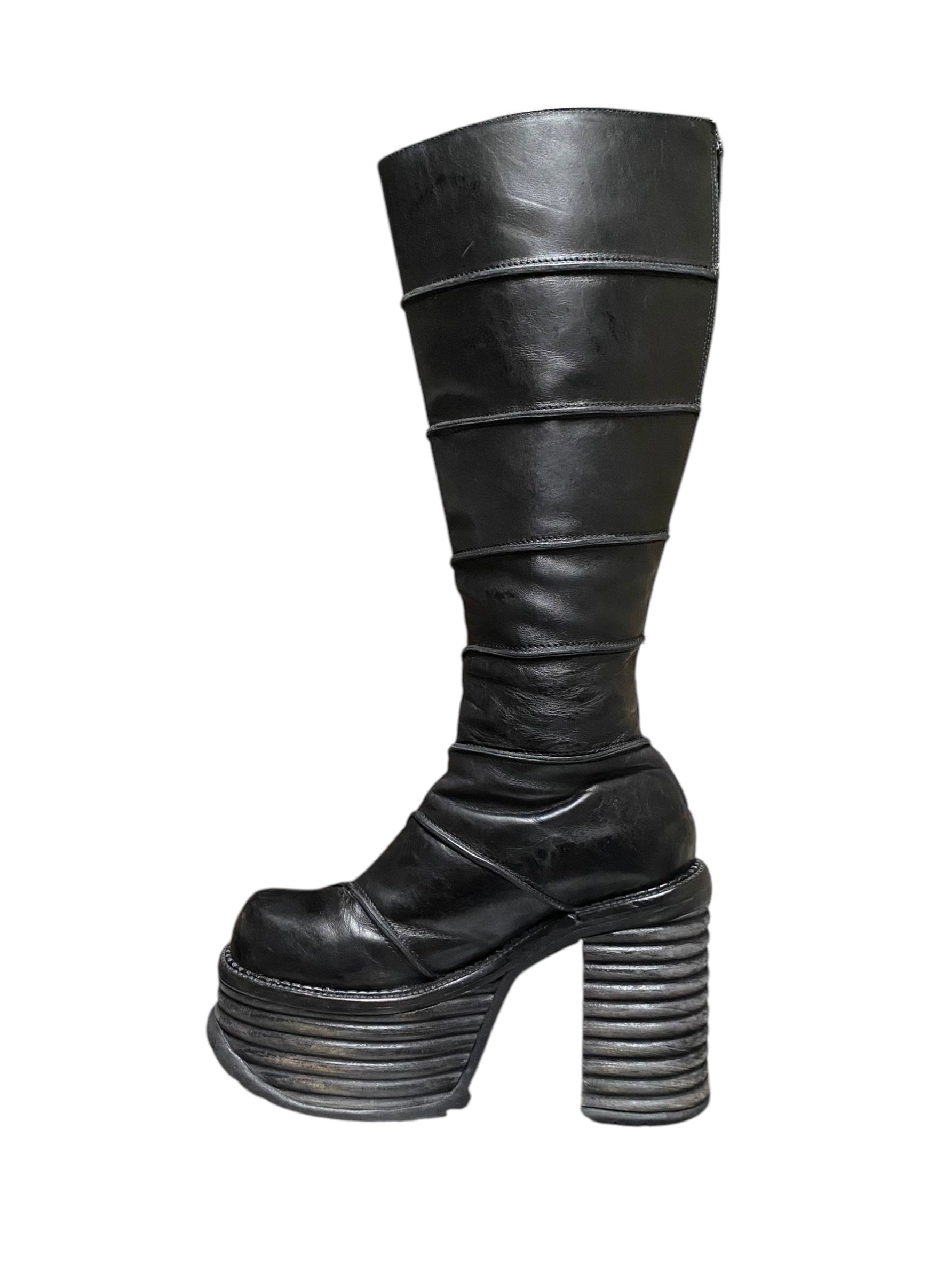 Vintage El Dantes block platform leather boots size 37