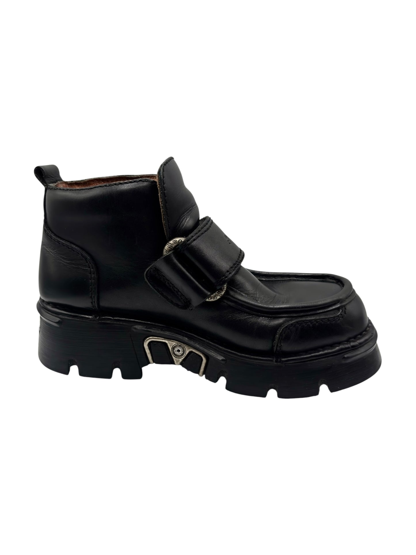 Vintage New Rock leather velcro strap platform boots