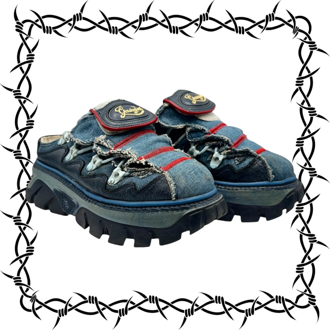 Vintage Gordon Jack denim platform clogs size 36