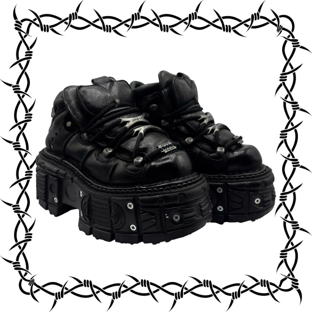 Vintage New Rock tank leather platform boots