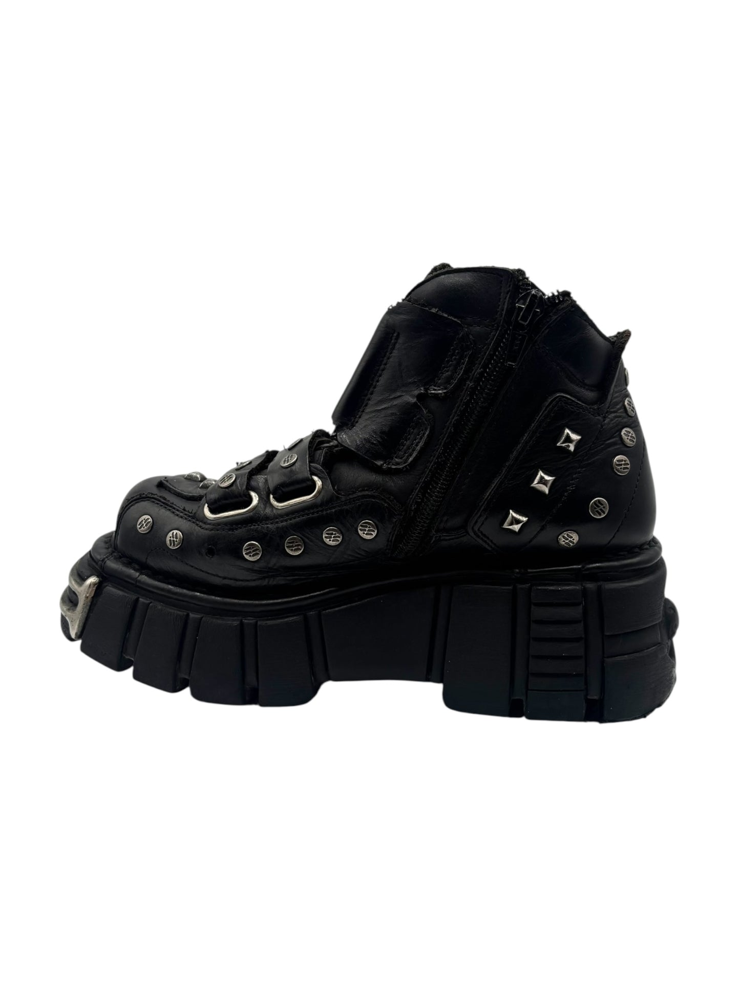Vintage New Rock studded leather platform boots