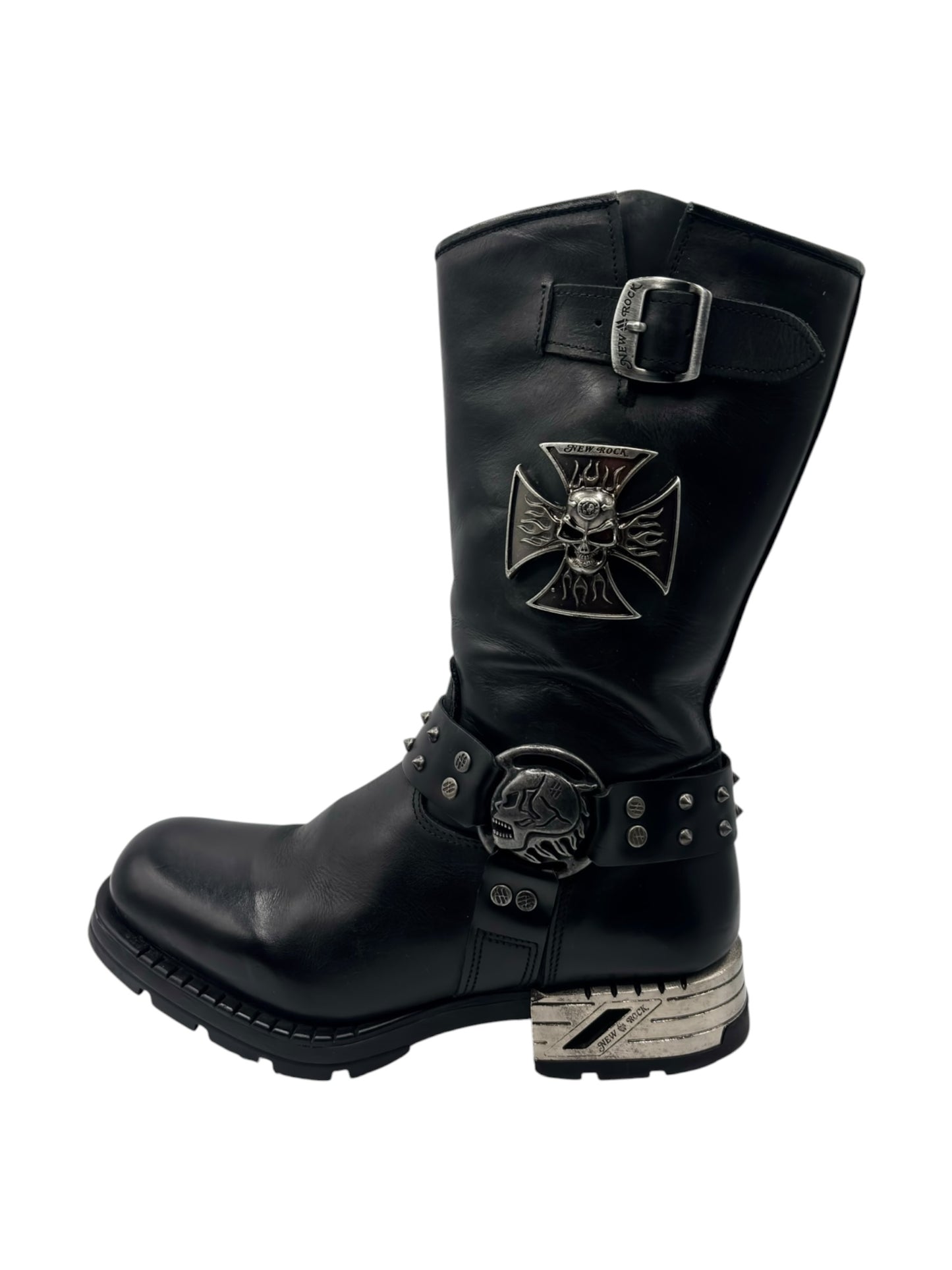 Vintage New Rock leather biker boots