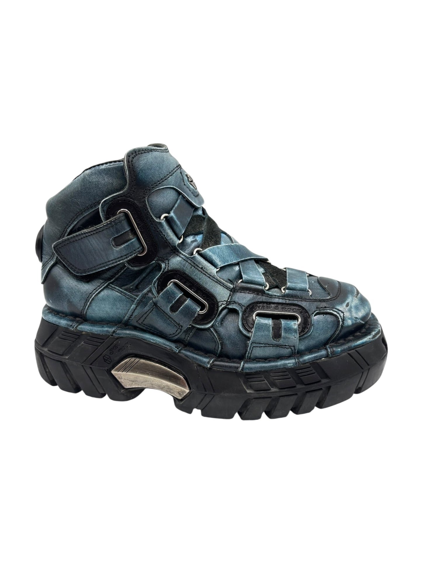 Vintage New Rock blue techno platform boots size 37