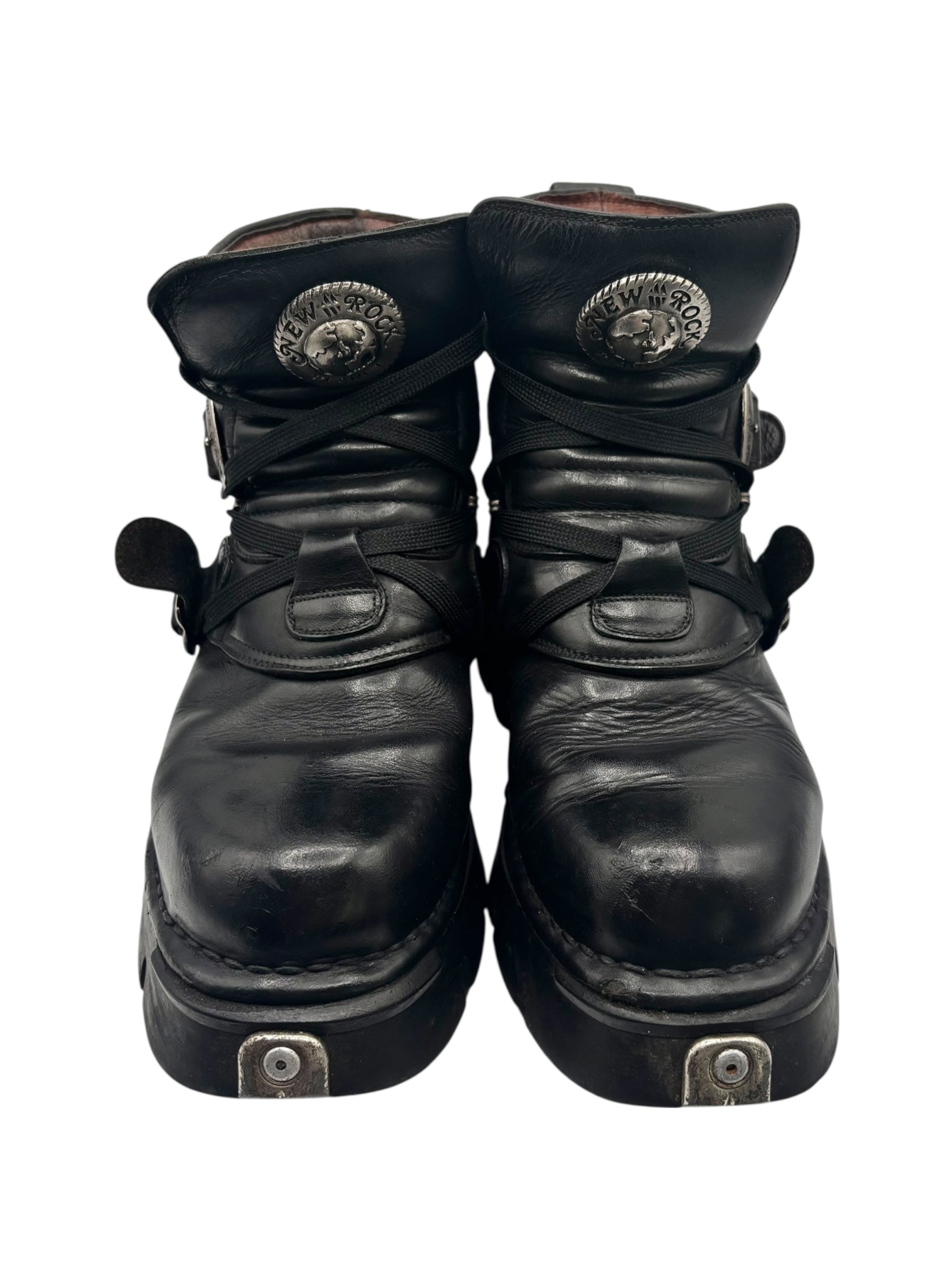 Vintage New Rock leather buckle boots size 41