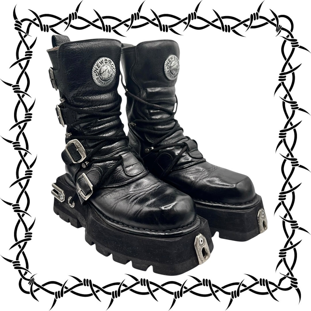 VERY RARE vintage New Rock atom mid-calf platform boots size 41