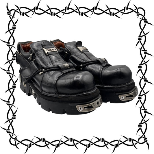 Vintage New Rock chunky leather platform boots size 46