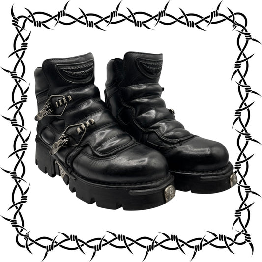 Vintage rare New Rock chunky avant garde leather platform boots size 38